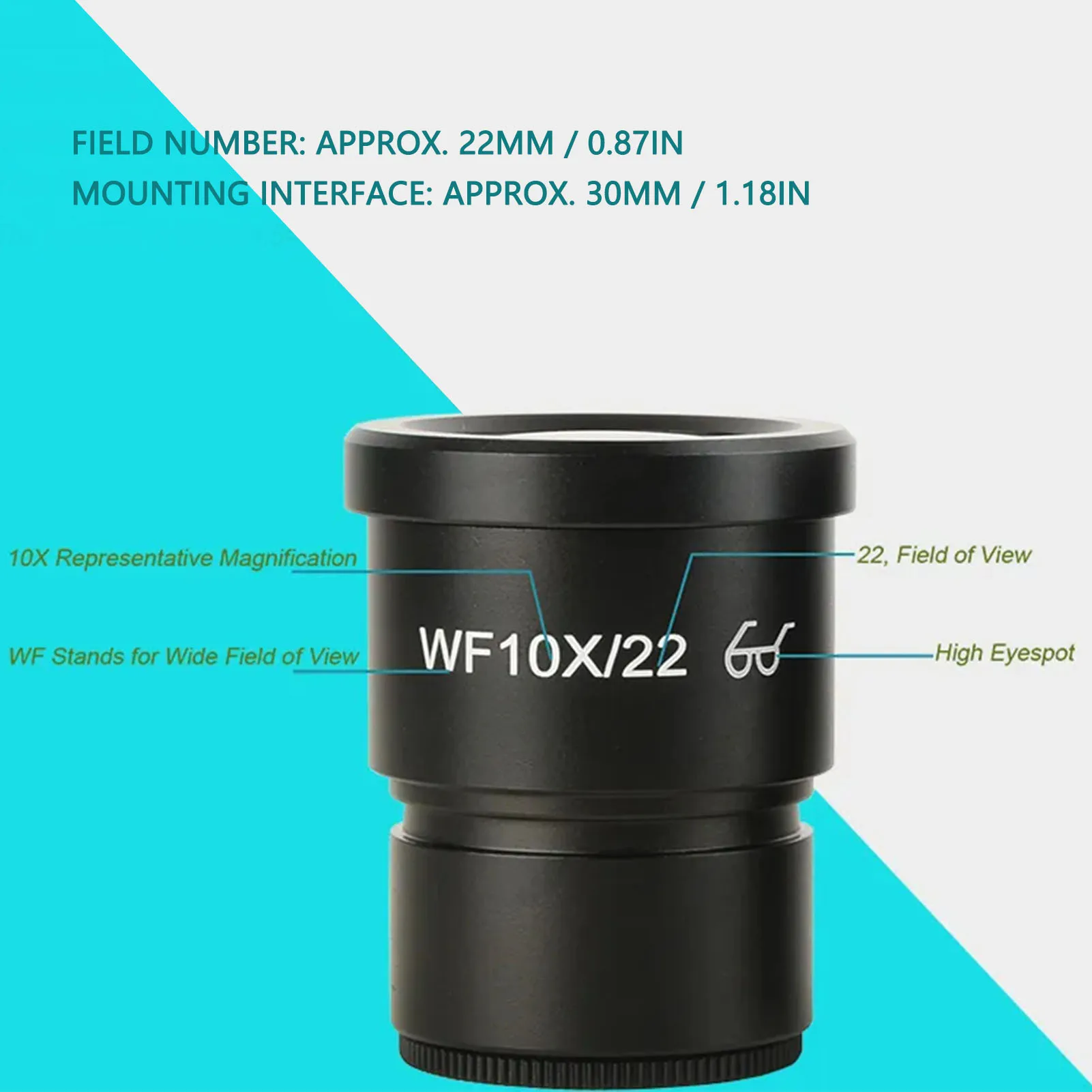 2 個顕微鏡接眼レンズ 10X アルミ合金広角生物接眼レンズ 22 ミリメートルアイポイント 30 ミリメートル取付サイズ