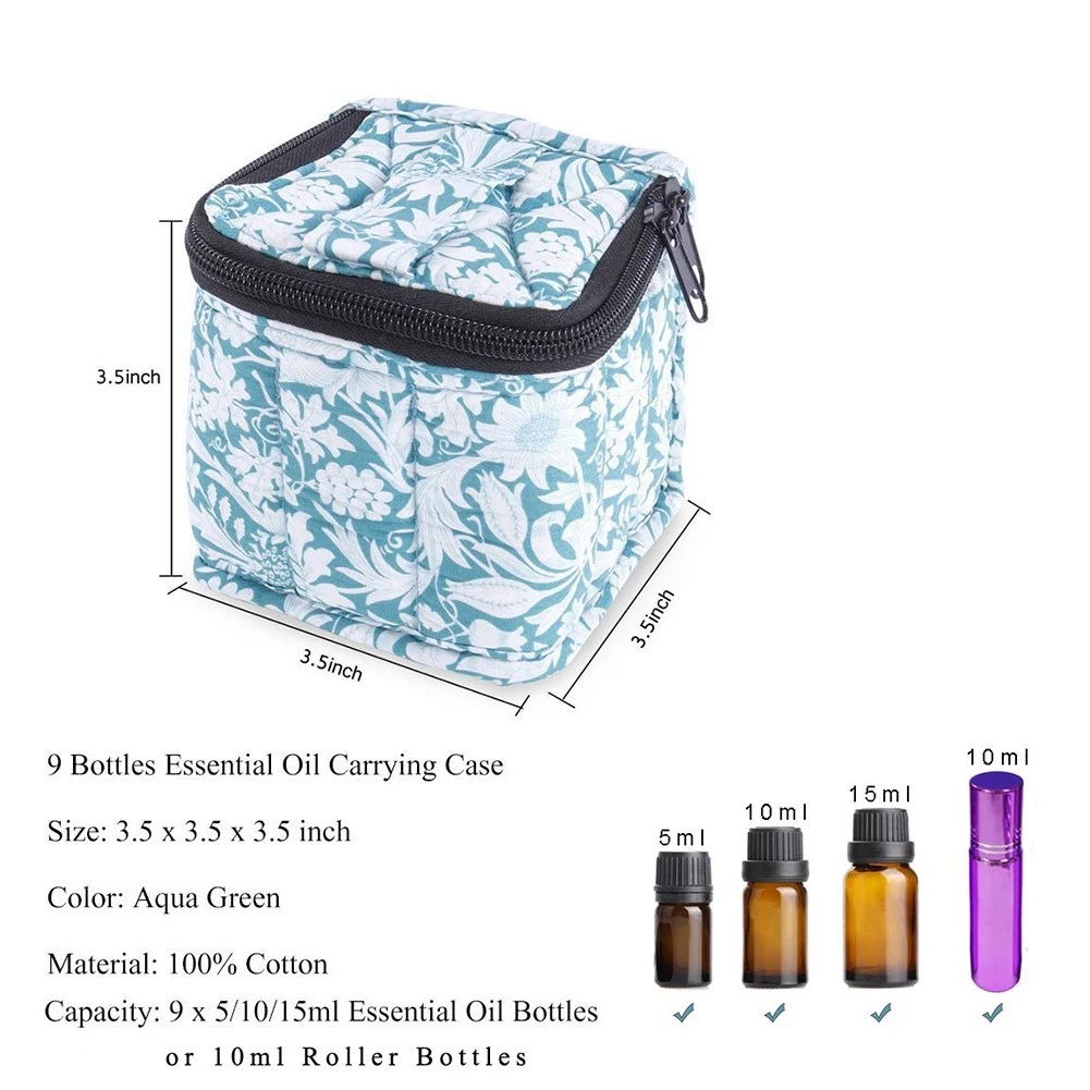 9 Bottles Essential Oil Carrying Case Shockproof Essential Oils Organizer Travel Bag Suitable (Blue)