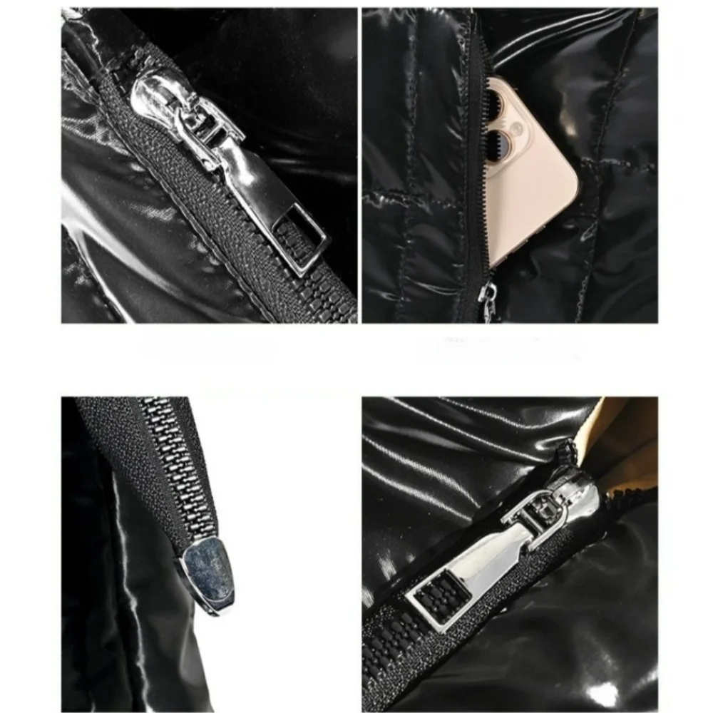 

Portable Quilted Tote Handbags Cotton Padded Soft Nylon Travel Shoulder Bag Large Capacity Solid Color Shopping Down Bag