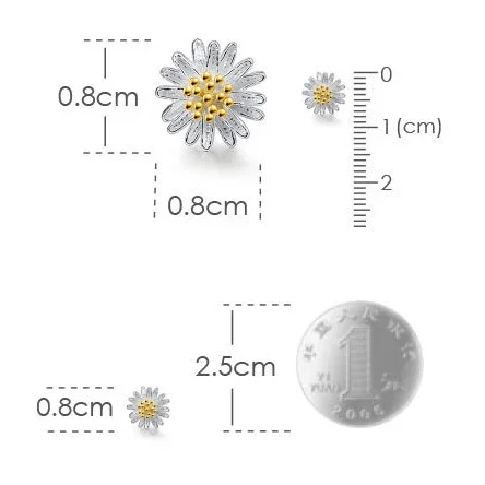 Real 925 Sterling Silver Daisy Sunflower Chrysanthemum Stud Earrings for Women Cute Fine Jewelry Minimalist Plant Accessories