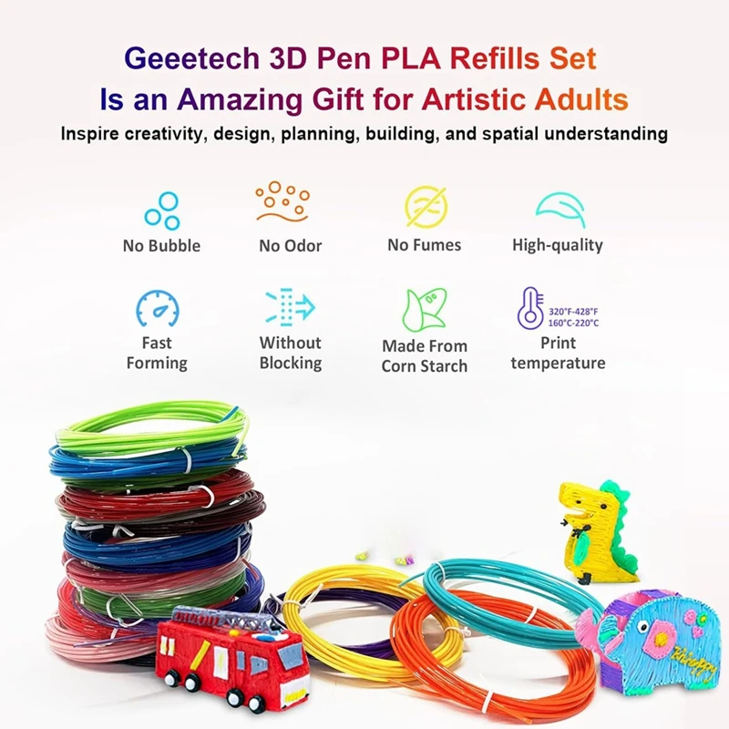 A34M-20Colors PLA 3 D Pen Filament Refills,1.75Mm 3 D Pen Filament, Each Color 16.4Ft,Total 328Ft,Compatible MYNT3 D 3 DP Ens