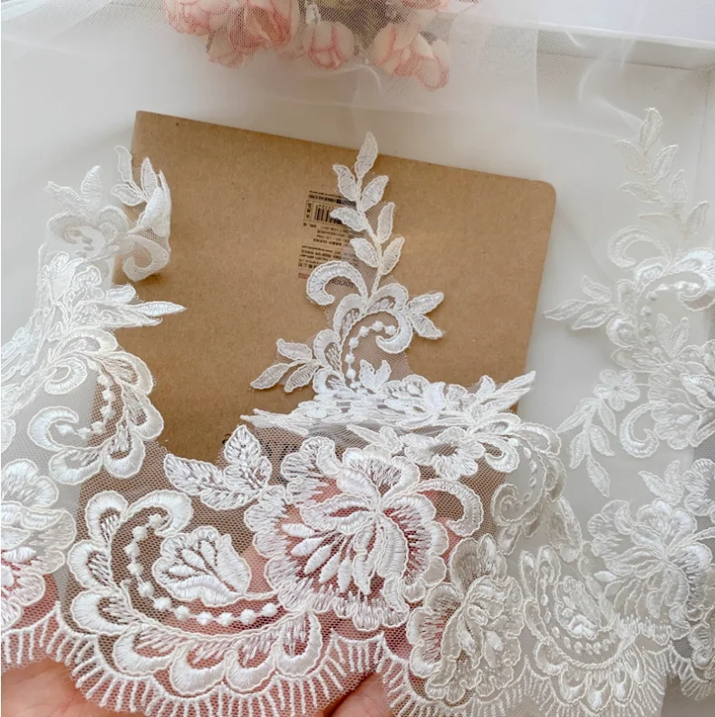 

3 ярда/лот, 26 см, цвет слоновой кости, белый вискоза, цветочная кайма, кружевная отделка, свадебная фата, занавеска, одежда, кружевная скатерть, аксессуары для самостоятельного изготовления