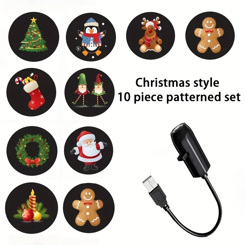 1 ชิ้น ใช้พลังงานจาก USB 360 °   ไฟฉายโปรเจคเตอร์หมุนได้ พร้อมโหมดเปลี่ยนสี 6/10 สี และตัวเลือกลวดลายหลากหลาย