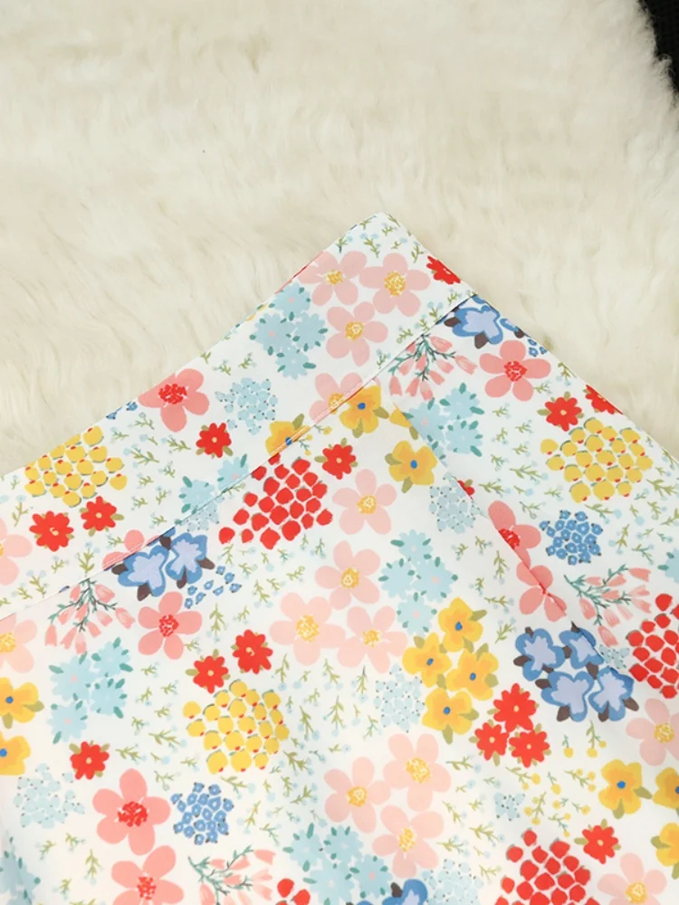SMTHMA Korean Retro Floral Midi Skirts for Women 2025 New Spring Summer Elegant High Waist Casual Mid Length Women's Skirts