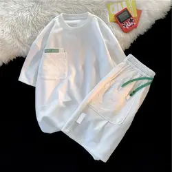 Sommer Lose Kurzen ärmeln Shorts Anzug Paar Oansatz Tasche Einfache Casual Wilden T-Shirt Shorts Männer der frauen Zwei stück Anzug