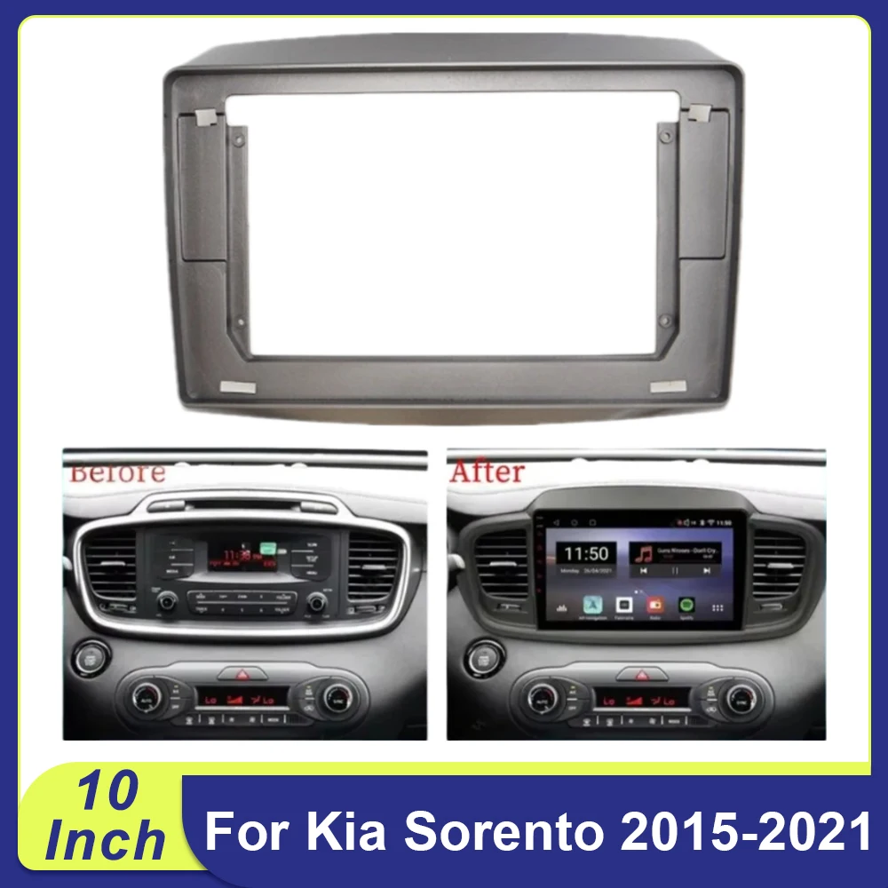 

10-дюймовая 2DIN рамка-адаптер для автомагнитолы с Canbus декодером, установочный комплект для Android-радио и аудиосистемы Kia Sorento 2015-2021