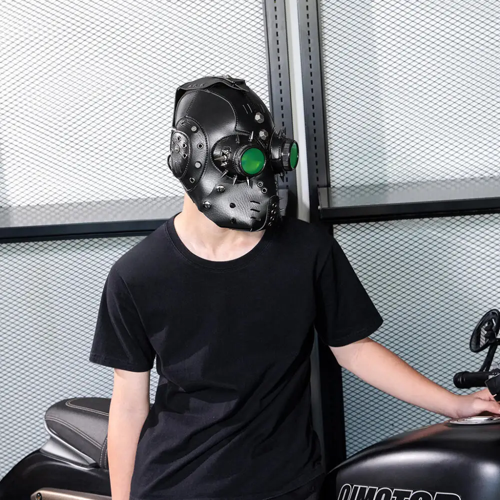 Unisex Punk Style PU Leather Headgear Medieval Gas Mask Halloween Steampunk Plague Mask COSPLAY Ball Party Prop Creative Headset