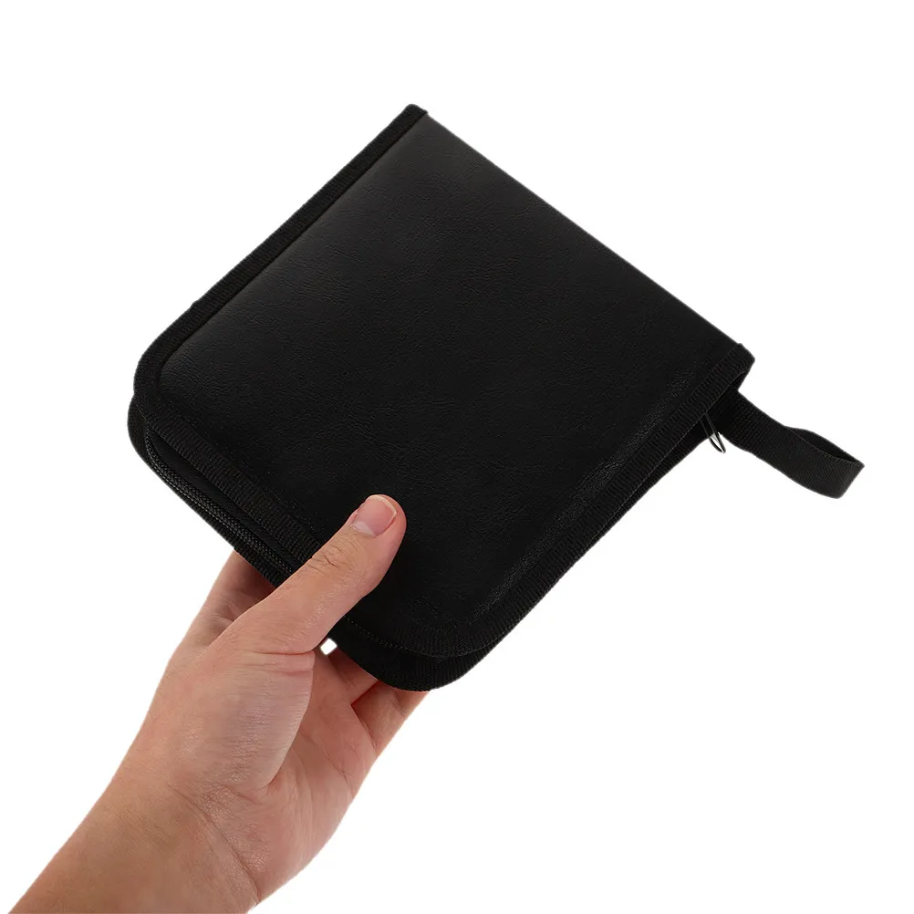 2Pcs PU Cd Storage Bag Dvd Organizer Pouch Portable Car Holder Lightweight Disc Carrier for Home Auto Travel Stylish Protection