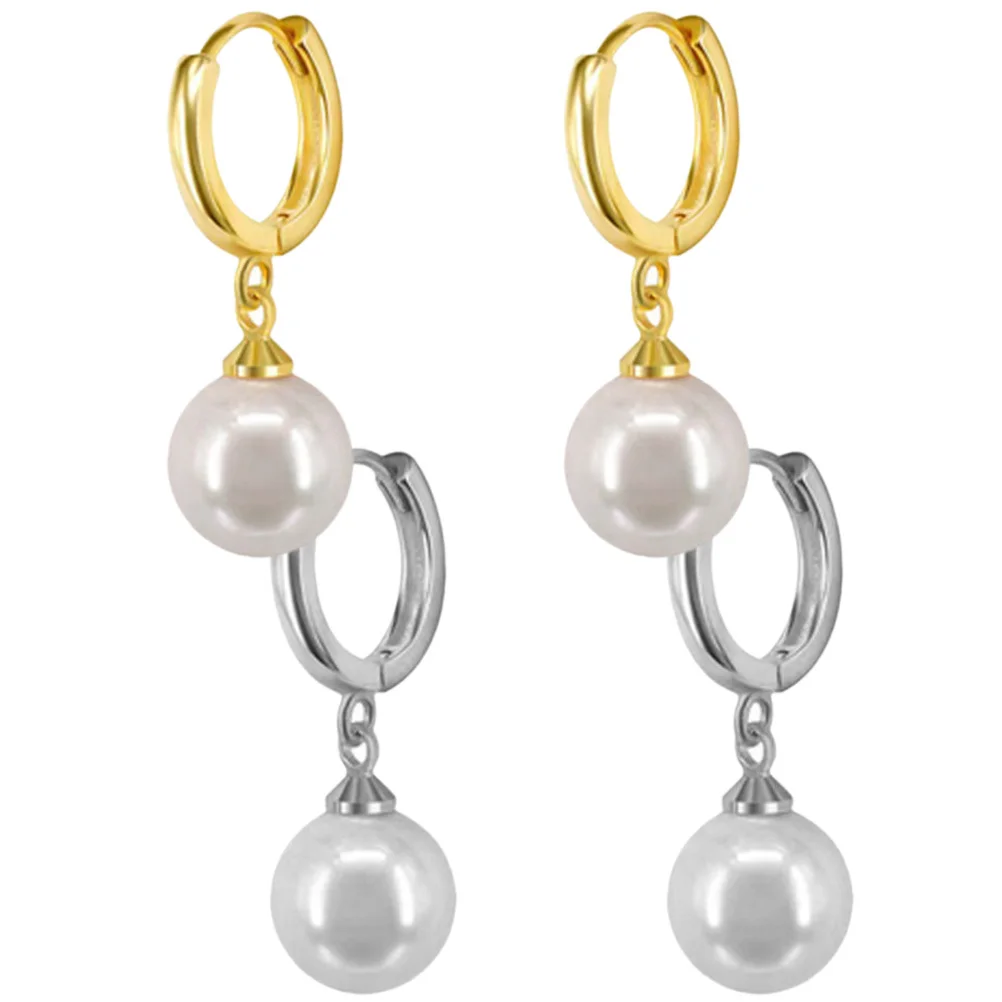 

2Pairs Pearl Earrings Threader Dangling Long Drop Earrings for Women Prom Party Wedding Daily Accessory Pearl Earring