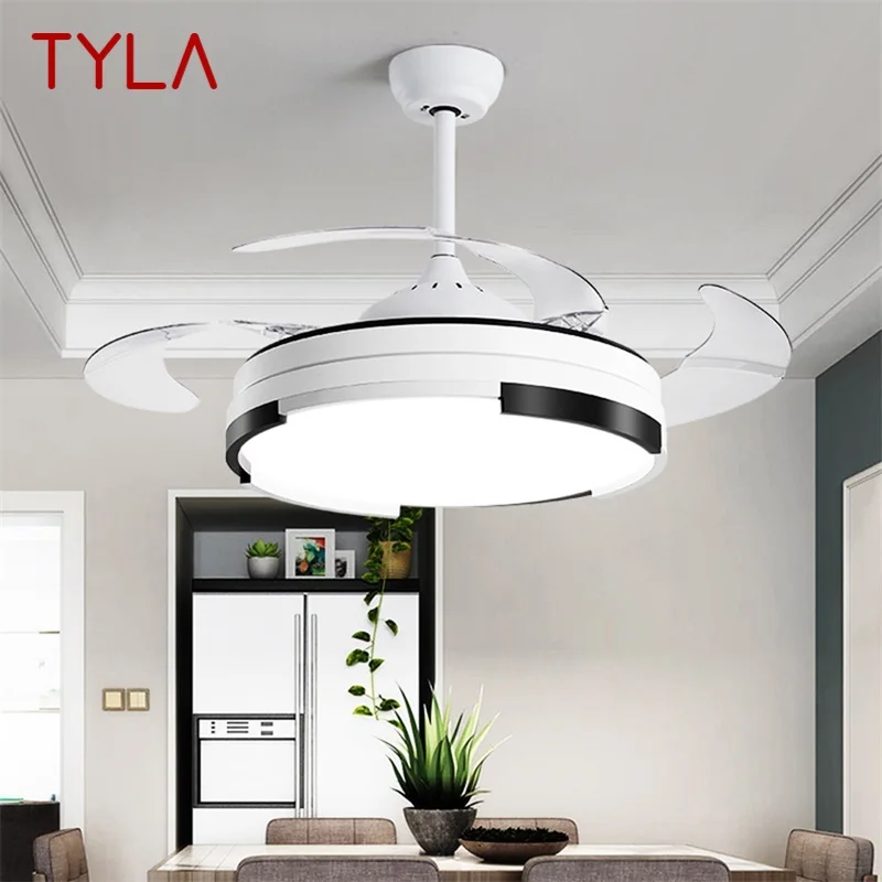 TYLA Ceiling Fan With Lights Remote Control 3 Colors LED Modern Decorative For Home Living Room Dining Room Bedroom Restaurant