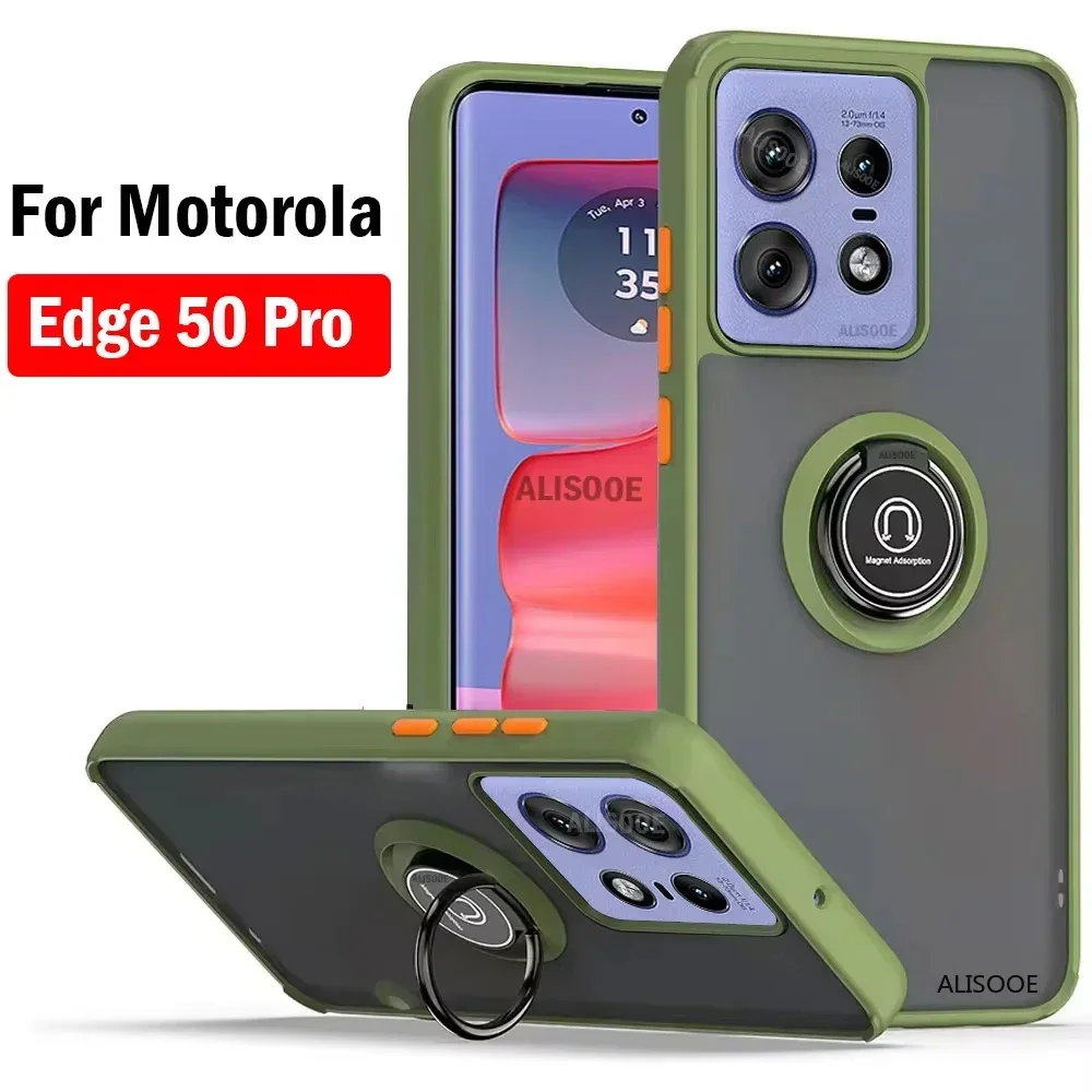 Shockproof Funda for Motorola Edge 50 Fusion 50 Pro 50Ultra Case Translucent Matte Ring Stand Capa for Moto Edge 50 Ultra Cover