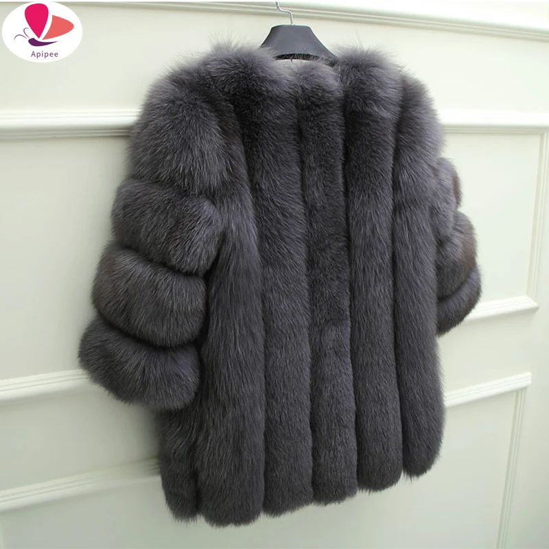 2024 New Elegant Fake Fox Fur Jacket Women Winter Fashion Faux Fox Fur Jackets Woman Warm Artifical Fox Fur Coats Ladies