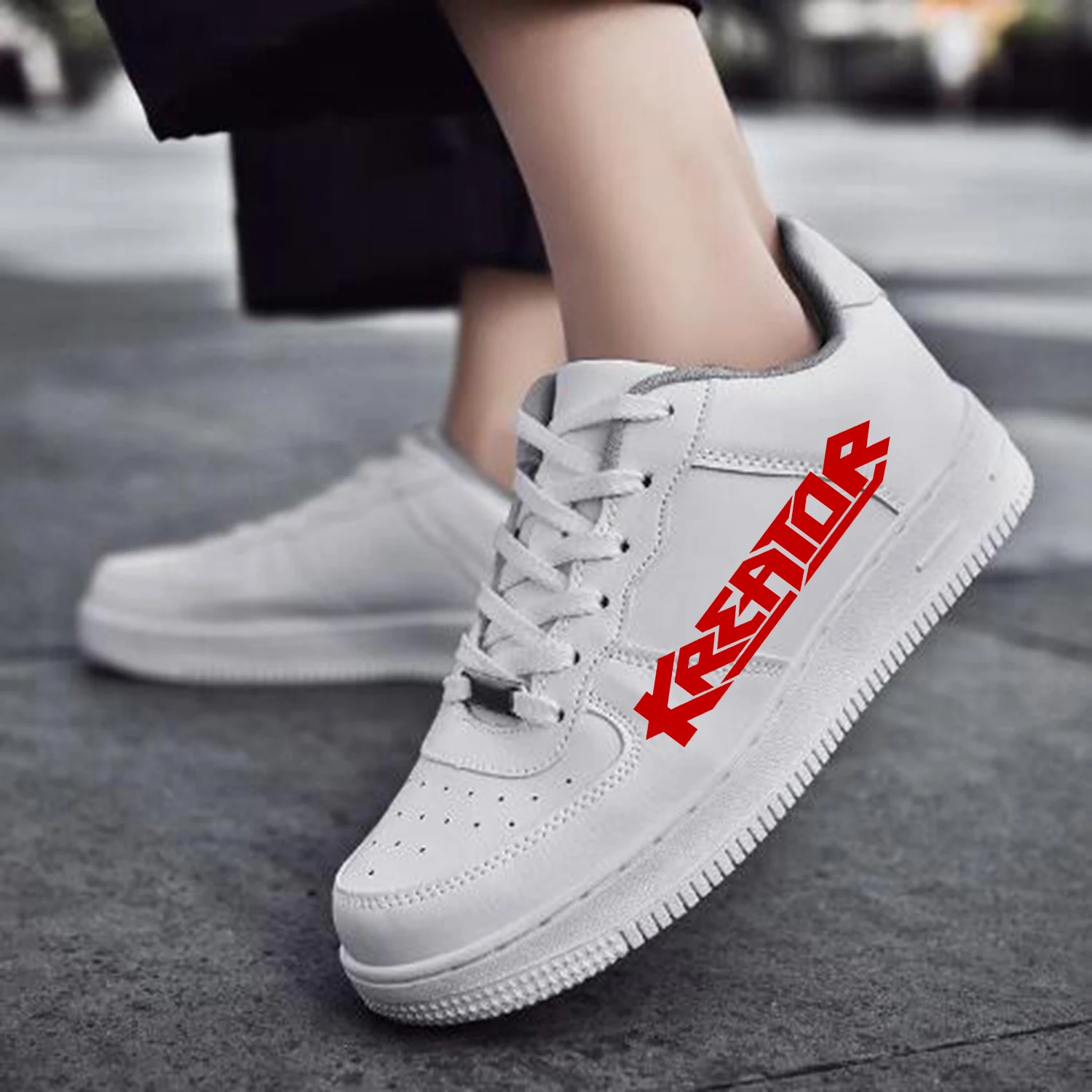 

Kreator Metal Band AF Basketball Mens Womens Sports Running High Quality Flats Force Sneakers Lace Up Mesh Custom Made Shoe