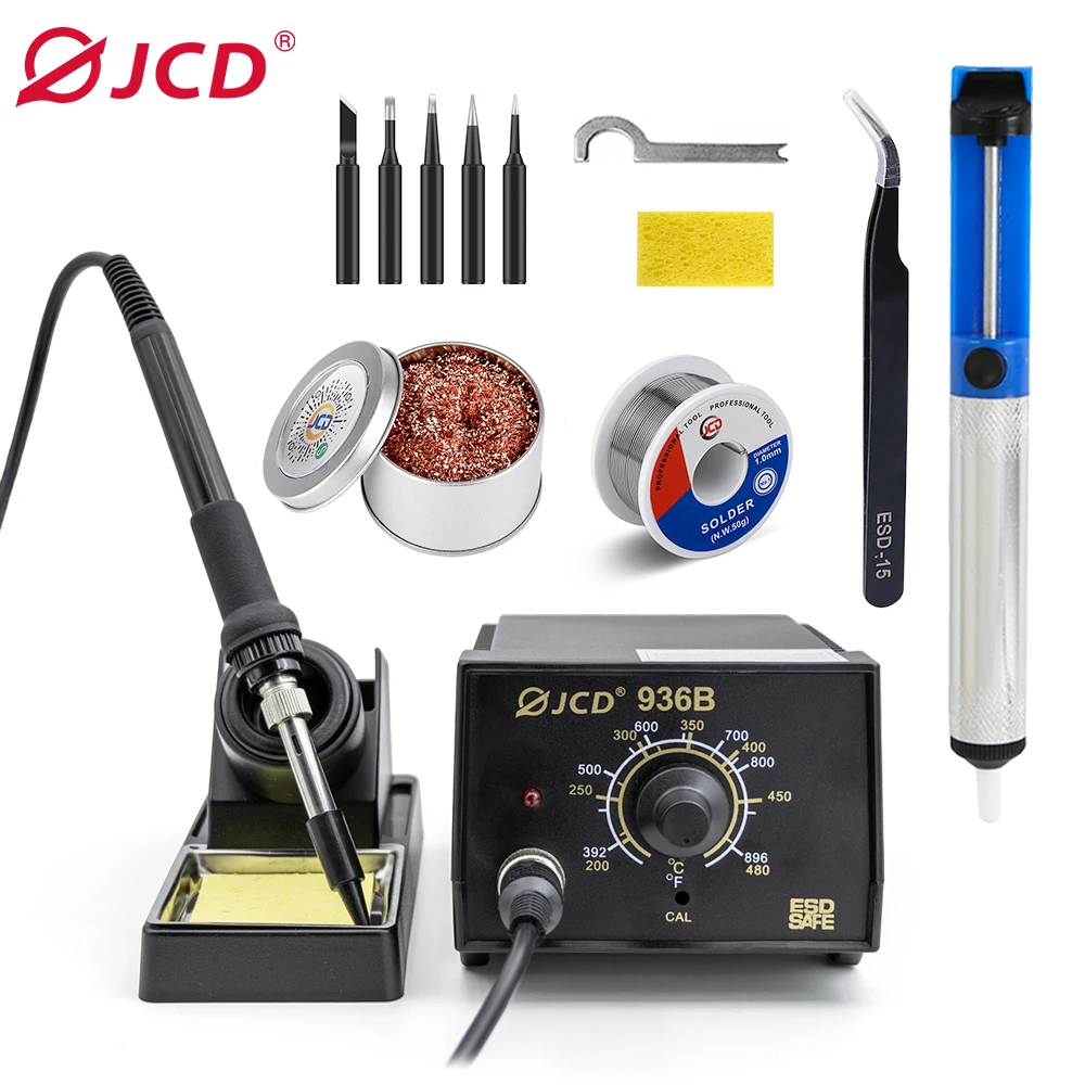 JCD Repaid Heating Soldering Iron Staion Compatibled Solder Iron Handle Electronic Welding Rework Station 936B-8TK