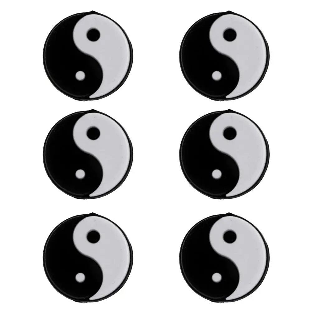 Silicone Tennis Racquet Dampeners Yin Yang Pattern Shock Absorber 6 Piece Set Gift Idea for Tennis Lovers