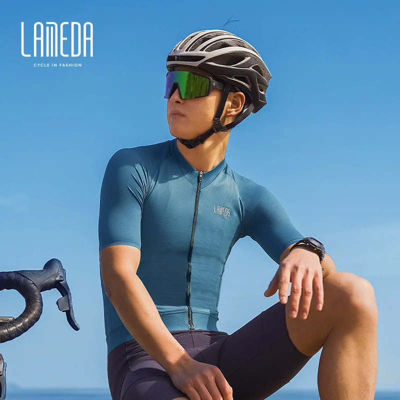 LAMEDA New Cycling Jersey Men Tight Short Sleeves Top Suits Quick Drying Bicycle Sweatshirt Spring Summer MTB Road Bike Clothing