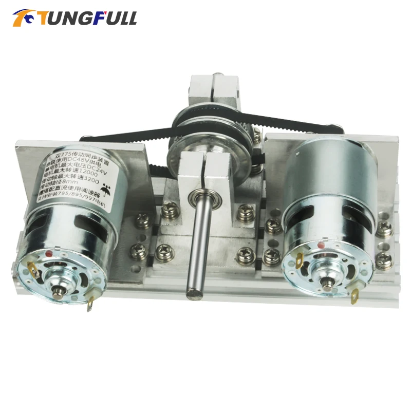 DC 12V 24V 듀얼 모터 드라이브 775 795 895 DC 듀얼 스핀들 모터 드라이브 키트 타이밍 벨트 풀리 60 80 톱니 동기 휠