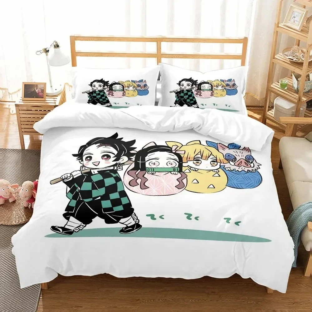 

3D Anime Demon Slayer Printed Bed Set Duvet Cover Pillowcase Bedding Set Bed Linen Sheet Quilt Cover Full Queen King Size