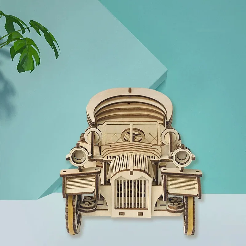 DIY Materials 3D Puzzle Wooden Retro Convertible Classic Car Model High-difficulty Creative Puzzle Toy Ornaments