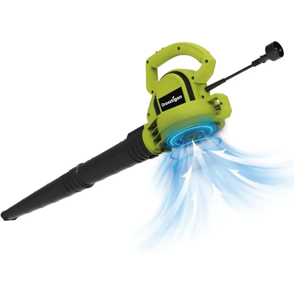 

7-Amp, 390CM/ 210MPH, 2 Speed, Powerful Lightweight Handheld Blower for Lawn Care, Patio, Leaves, Dust (Green)
