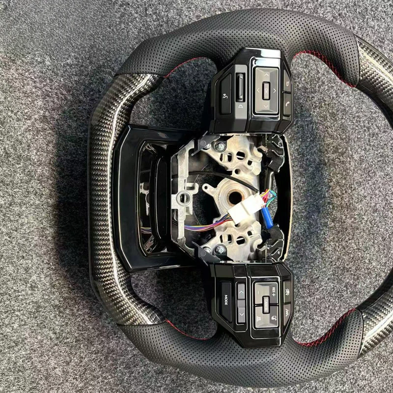 For Toyota Prado Land Cruiser LC Alphard Hilux Crown Modified Carbon Fiber Steering Wheel Assembly With Steering Wheel Horn Cove