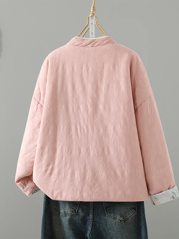 Nuovo cinese Sle Jaet da donna in cotone rosa Bottoni vintage Cappotto invernale bifacciale Cappotto invernale in cotone di piccole dimensioni Autunno Wi...