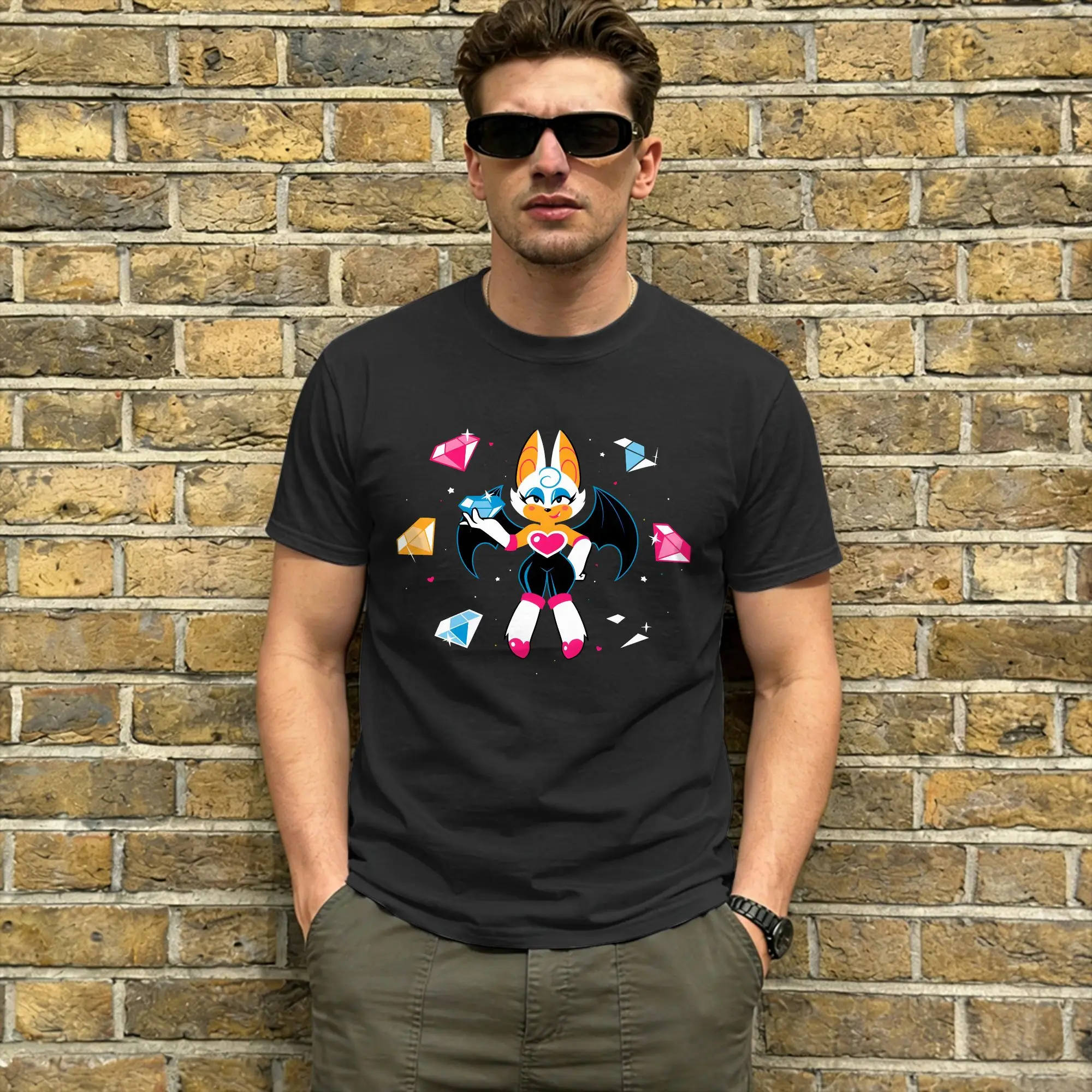 Casual T-Shirt Summer RouGe The Bat Trendy Cool T Shirts Gem Thief  Cotton Tshirt for Men Y2K Casual Design Short Sleeve Clothes