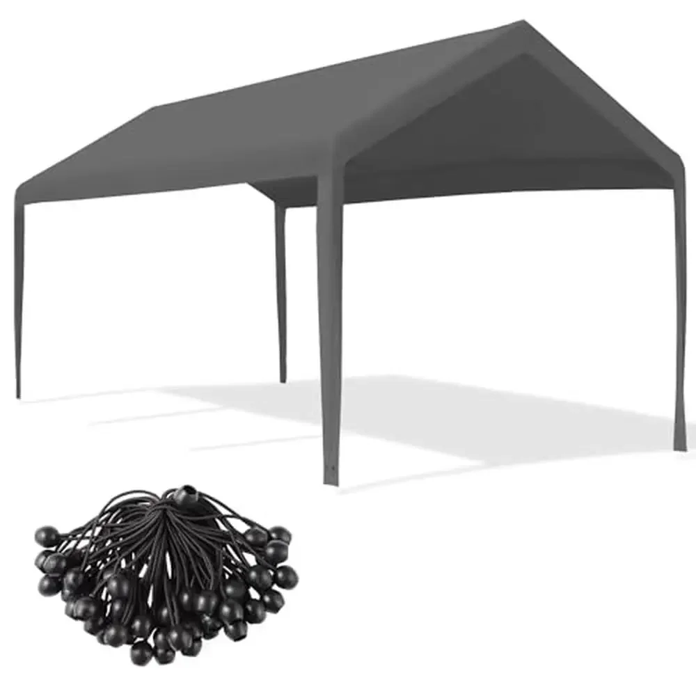 10' x 20' Heavy Duty Carport Canopy Replacement Cover with Ball Bungees Waterproof UV Protection PE Legs Skirt Design Easy