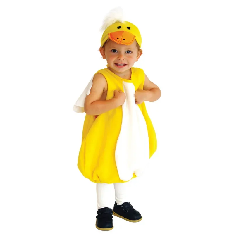 

1-4T Infant Toddler Lovely Yellow Duck Ducky Costume Cosplay for Baby Girls Boys Halloween Purim New Year Outfit Vest With Wings