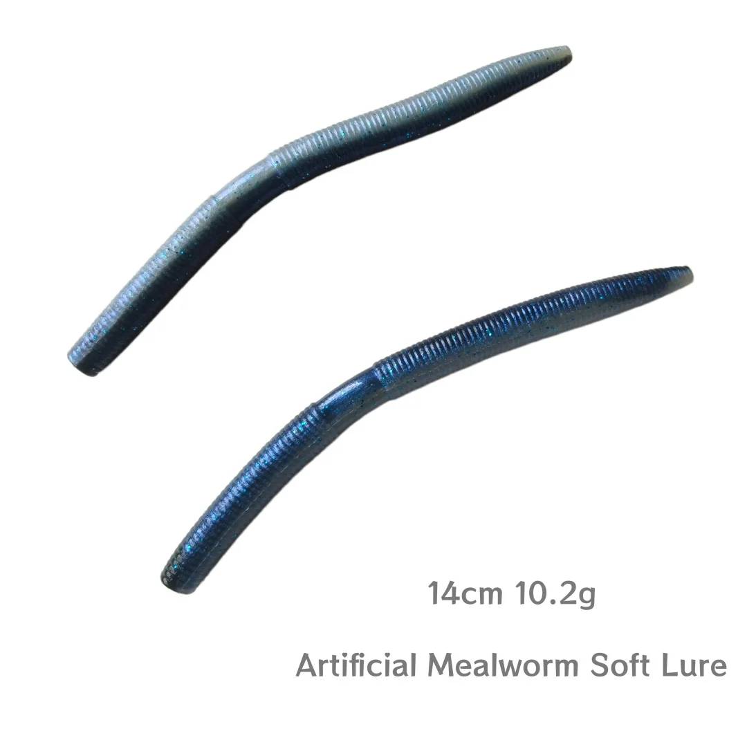 

Swolfy 56pcs 14cm/10.2g Realistic Soft Plastic Worm Artificial Bait for Saltwater Rockfishing Bass Trout Tackle