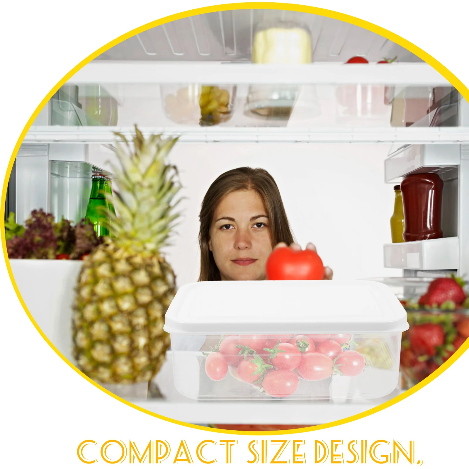 

Food Storage Container Fruit Storage Box Leak Resistant Portable Refrigerator Organizer Large Capacity Fridge Organizer Keeper