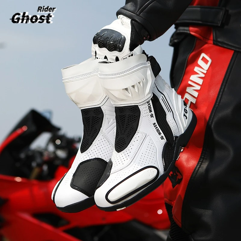 

Motorcycle Track Riding Boots Breathable Riding ShoesWaterproof Anti-Slip Ankle Armor Protective Street Short Boots for Men