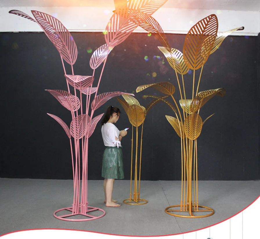 Simulation plant wrought iron banana leaf wedding props road guide wedding decoration ornaments shopping mall window display