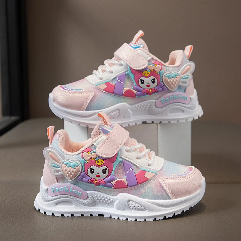 

Детские кроссовки Kuromi для девочек, весна-осень 2026, легкие дышащие кроссовки с мягкой подошвой и мультяшным дизайном