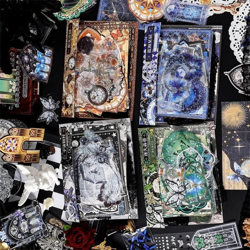 

58 Pcs Vintage Painted pattern Sticker Pack Scrapbook Material Art Handbook Creative Decoration Aesthetic Stationery Stickers