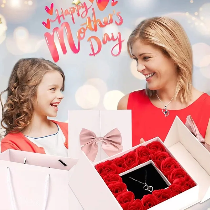 

【Love of Mandarin Ducks】Simulation Eternal Rose Silk Flower Wedding Valentine's Day Mother's Day Jewelry Box Gift Fake Flower