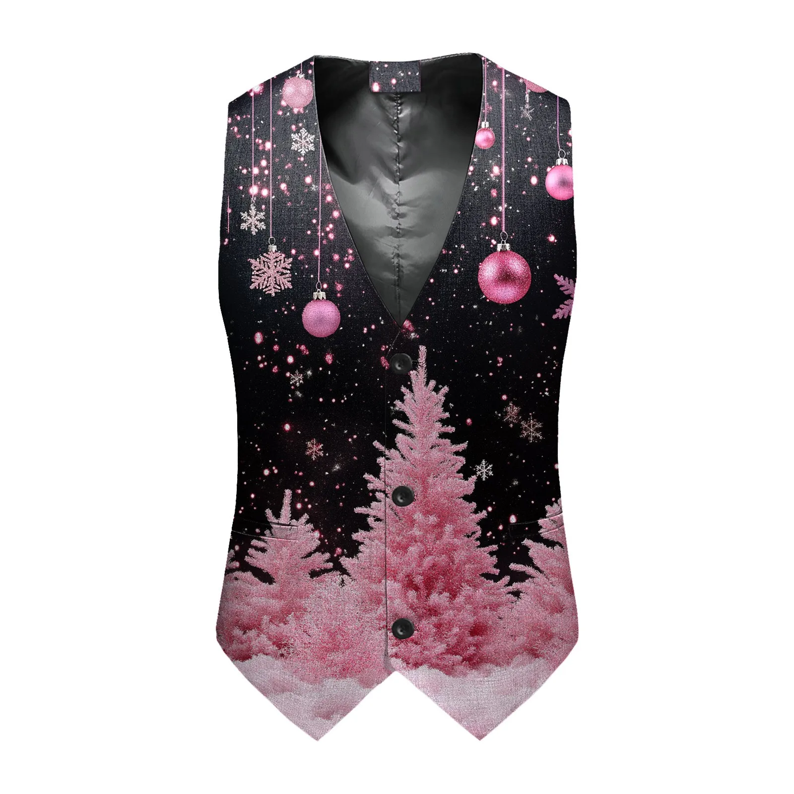 

3 Piece Suit Men Big And Tall Men's V Neck Slim Fit 3 Button Pocketed Christmas Printed Suit Jacket & Vest 3 Piece Suit Men 38l