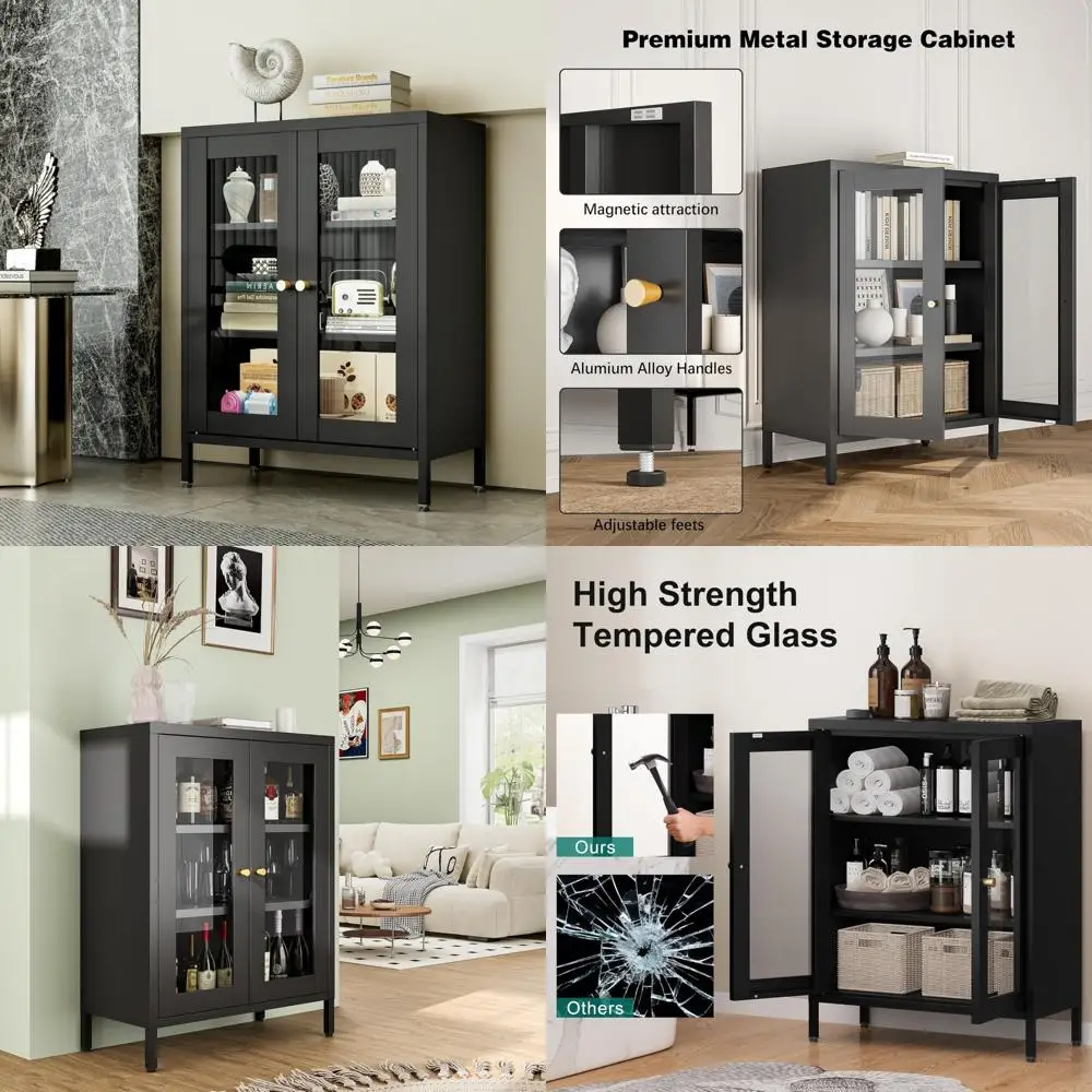 

12-дюймовая металлическая витрина со стеклянной дверью и двумя полками для книг