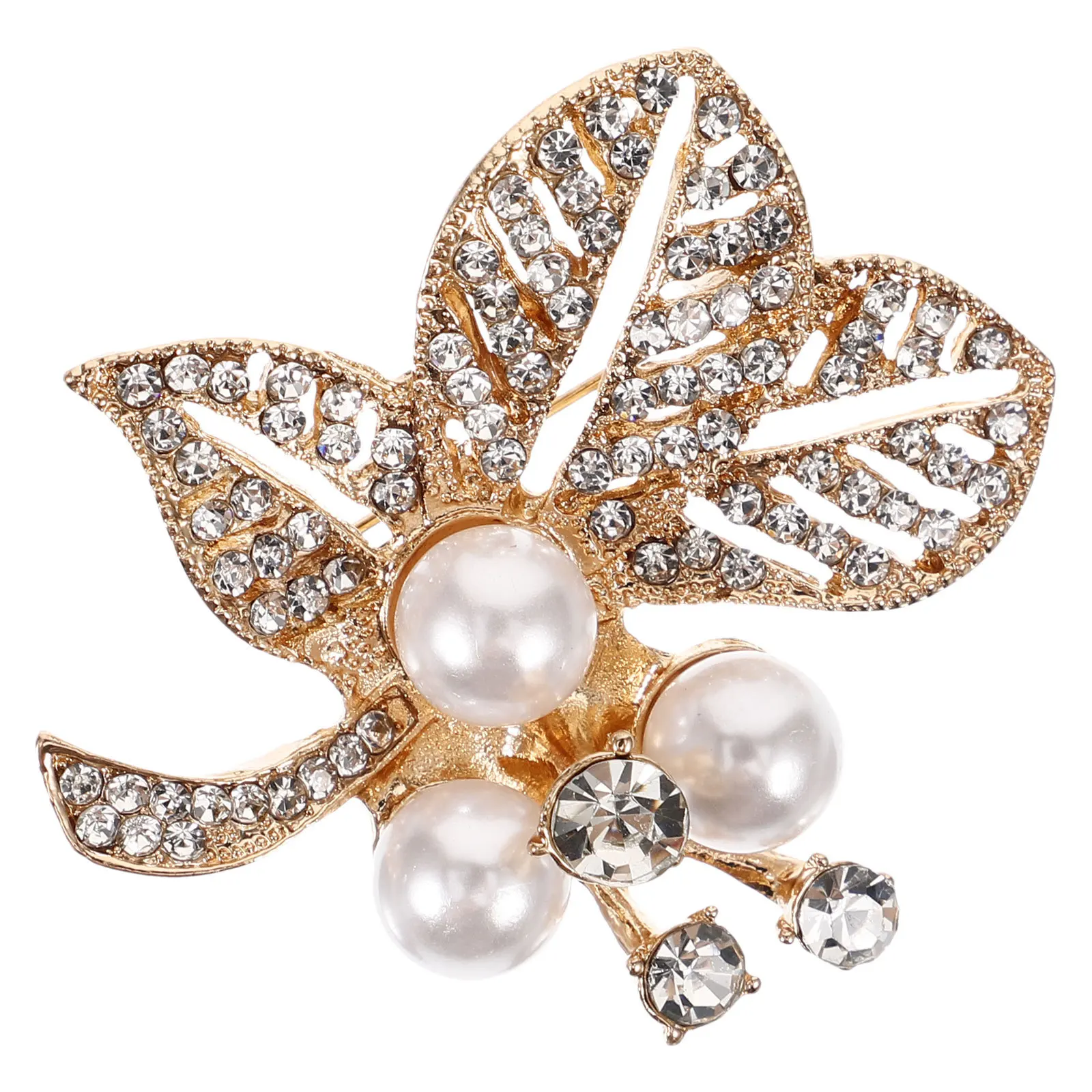 تقليد اللؤلؤ حجر الراين ليف بروش الإبداعية خمر التلبيب دبوس للملابس وشاح قبعة بدلة عمل بروش التلبيب دبوس للبدلات #4