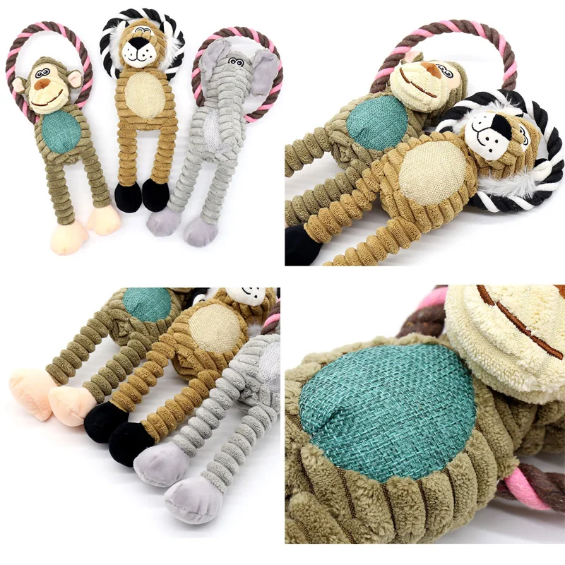 Dog Plush Squeaky AnimalToys toy Dog Bite-Resistant CleanChew Toys for Teeth ChewCleaning Toy Pet Supplies Interactive Toys