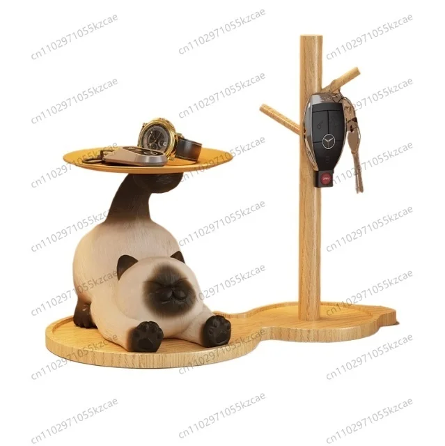 

Siamese Cat Entryway Tray with Key Storage, Decorative Wall Ornament for Home Entry Hallway Organization