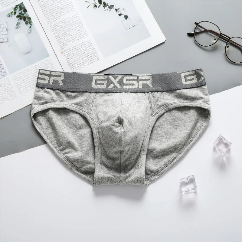 

2026 новое мужское нижнее белье из чистого хлопка GXSR с низкой талией, удобные однотонные базовые мужские трусы