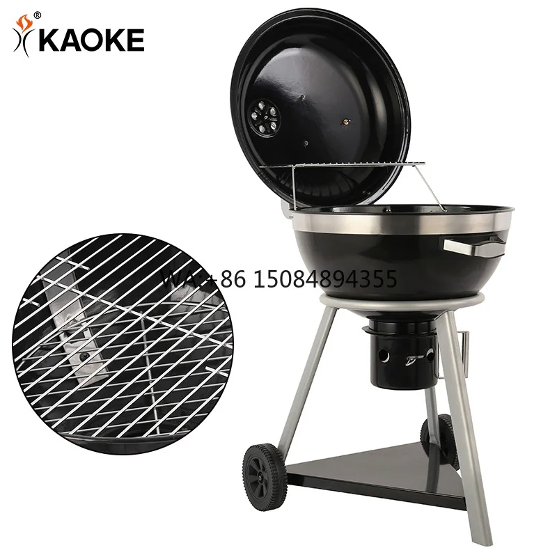 18 Inch Portable Round Charcoal Kettle Grill For Outdoor Camping Backyard BBQ