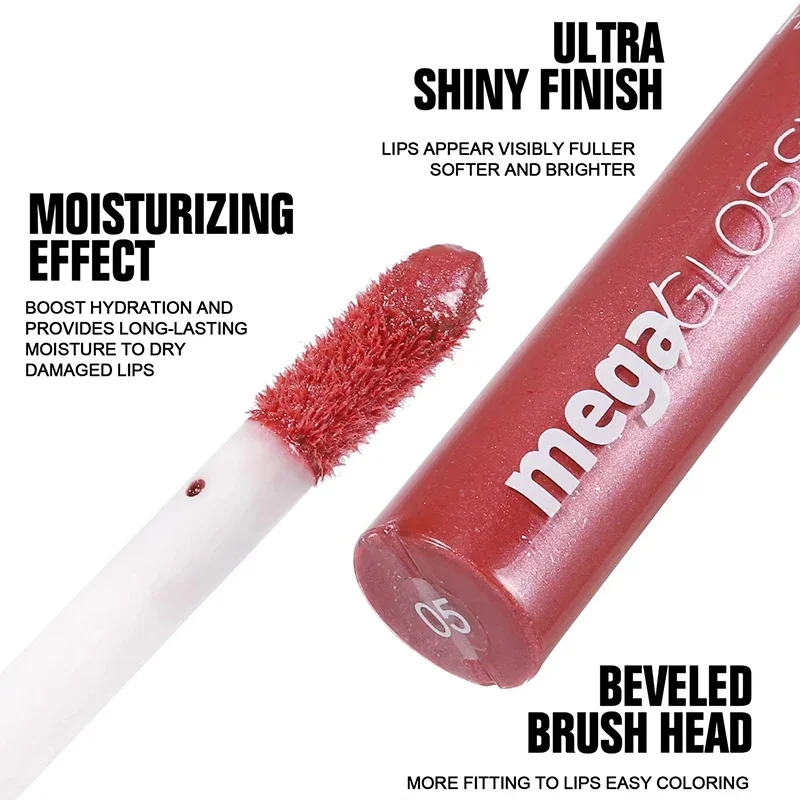 Perłowy lustrzany błyszczyk do ust Nude Sexy Plumper Glitter Red Nude Lipstick Liquid Cream Waterproof Moisturize Lip Oil Tint Makeup