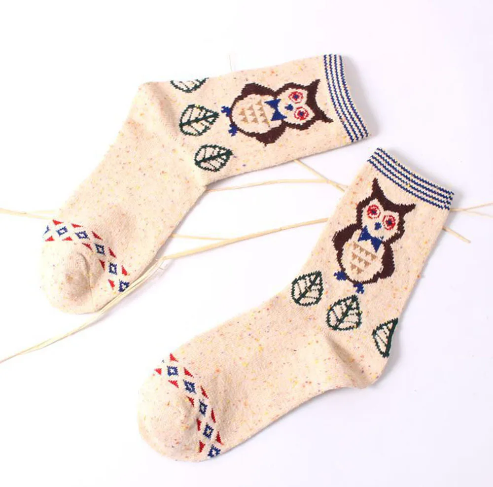 3 Paar/Set Vintage Dicke Kaninchenwollsocken für Damen Retro Winter Harajuku Tiermotive Eule Hirsch Katze Elefant Niedlich Süß – Detail 22