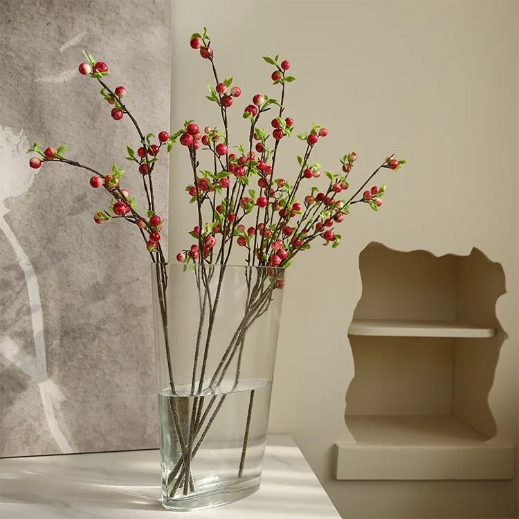 72cm Artificial Single Branch Mini Apple Wedding Flower Light Luxury Home Hotel Restaurant Decoration Flower Arrangement