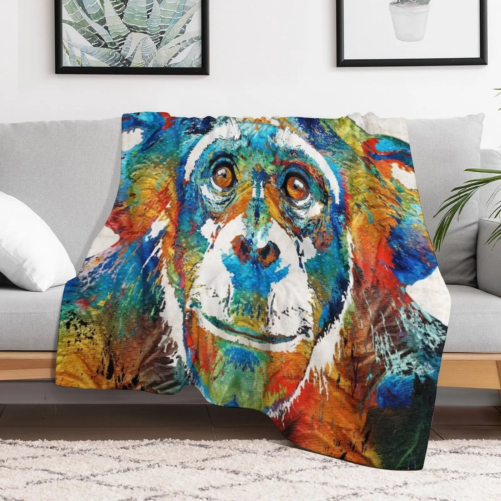 Colorful Chimp Art - Monkey Business - By Sharon Cummings Throw Blanket Sleeping Bag christmas decoration For Baby Blankets