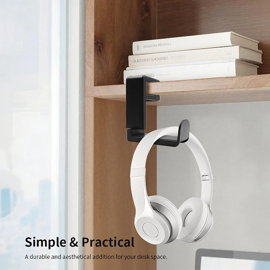 حامل سماعة رأس لألعاب الكمبيوتر الشخصي مع حامل خطاف قابل للتعديل 360 درجة ° مشبك ذراع دوار، حقيبة عالمية مثبتة على المكتب #5