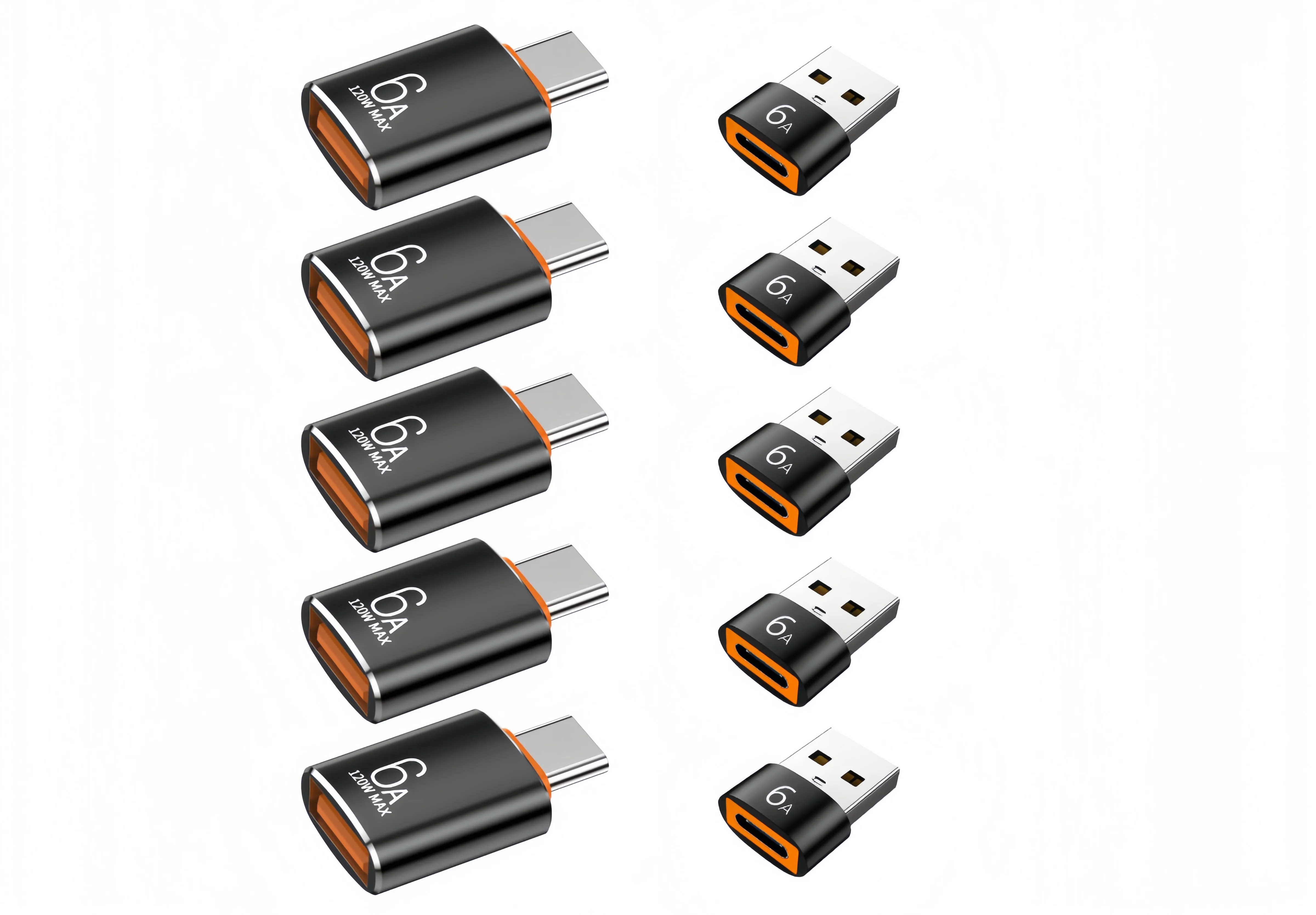 10-Pack 10Gbps/120W USB C to USB Adapter & C Male to 3.1 Female Charger,Compatible with MacBook Pro/Air, iPhone 17 16 15 Pro Max