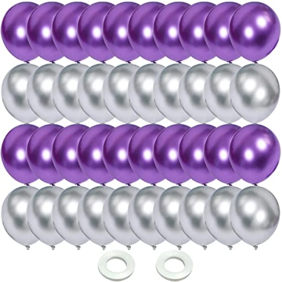 Purple Metallic Balloon and Silver Metallic Balloons for Birthday Retirement Bridal Shower Congrats Graduation Wedding Annivear